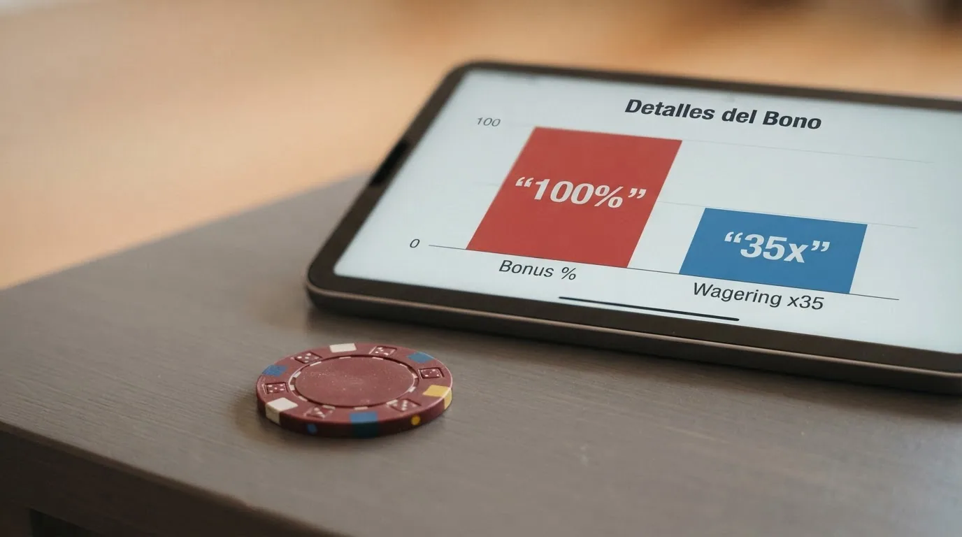 Un primer plano de fichas de póker con el porcentaje de un bono de casino y el símbolo de BCH sobre ellas