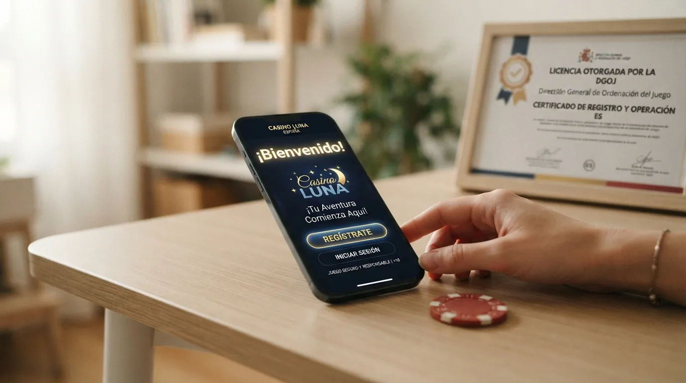 Pantalla de inicio de un casino online de lanzamiento reciente con el sello de licencia DGOJ y el logo de MuchBetter visibles