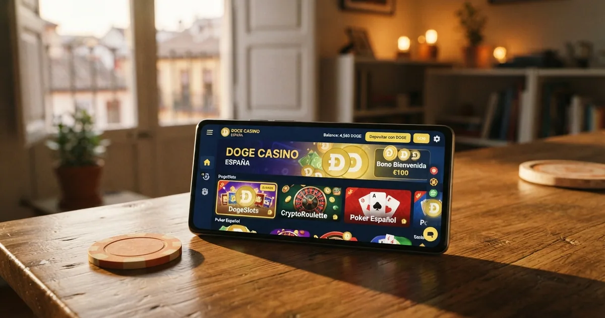 Interfaz de un casino online que muestra Dogecoin junto a otras criptomonedas en su página de depósito