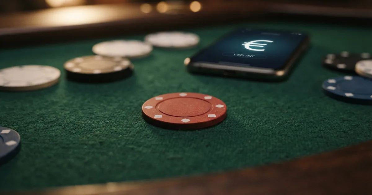 Moneda de Litecoin sobre un tapete de casino online con fichas y una pantalla mostrando la cotización del LTC