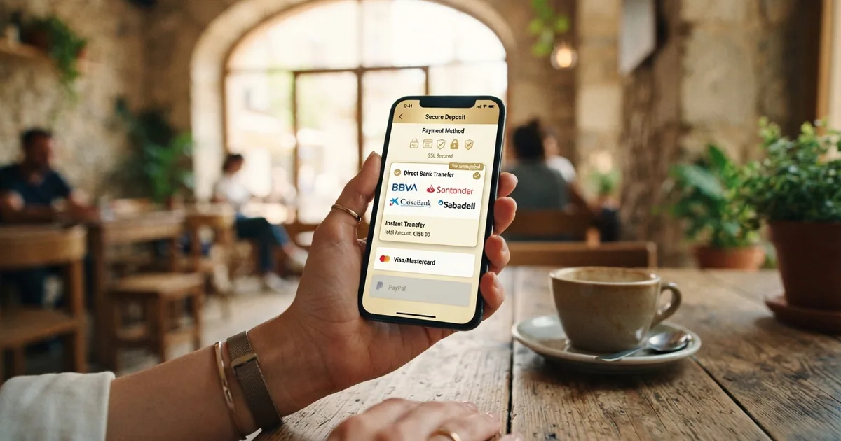 Pantalla de un casino online español con el logo de Trustly visible entre los métodos de pago del cajero