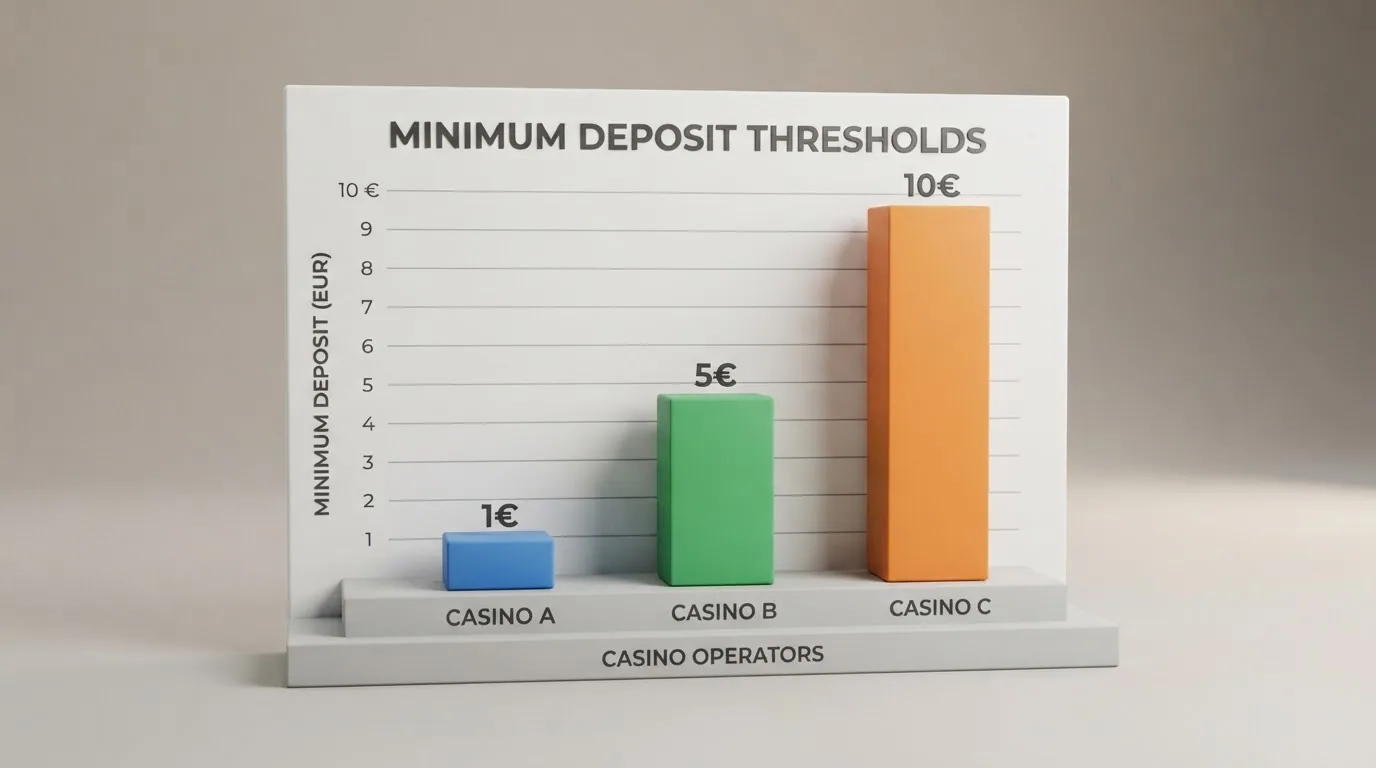Tabla resumen con los nombres de los operadores, su depósito mínimo y el icono del dominio .es junto a cada uno