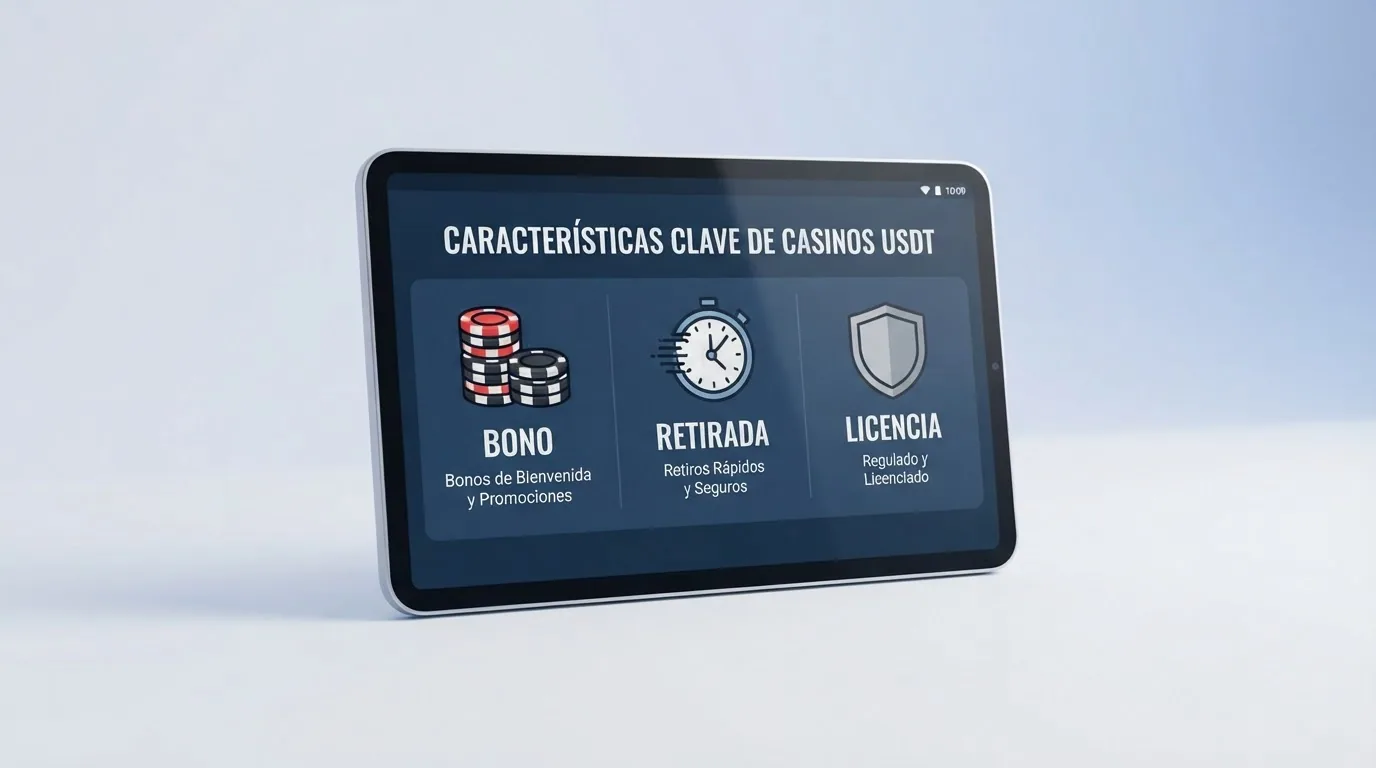 Vista parcial de una tabla con filas de operadores y columnas de bono de bienvenida, wagering y licencia, donde se comparan varios casinos USDT