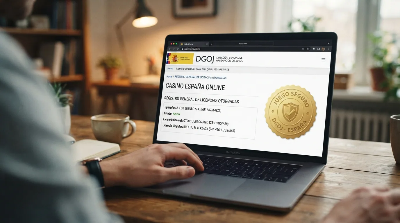 Captura del registro público de operadores de la DGOJ en ordenacionjuego.es con el listado de licencias generales y singulares, junto al sello de Juego Seguro
