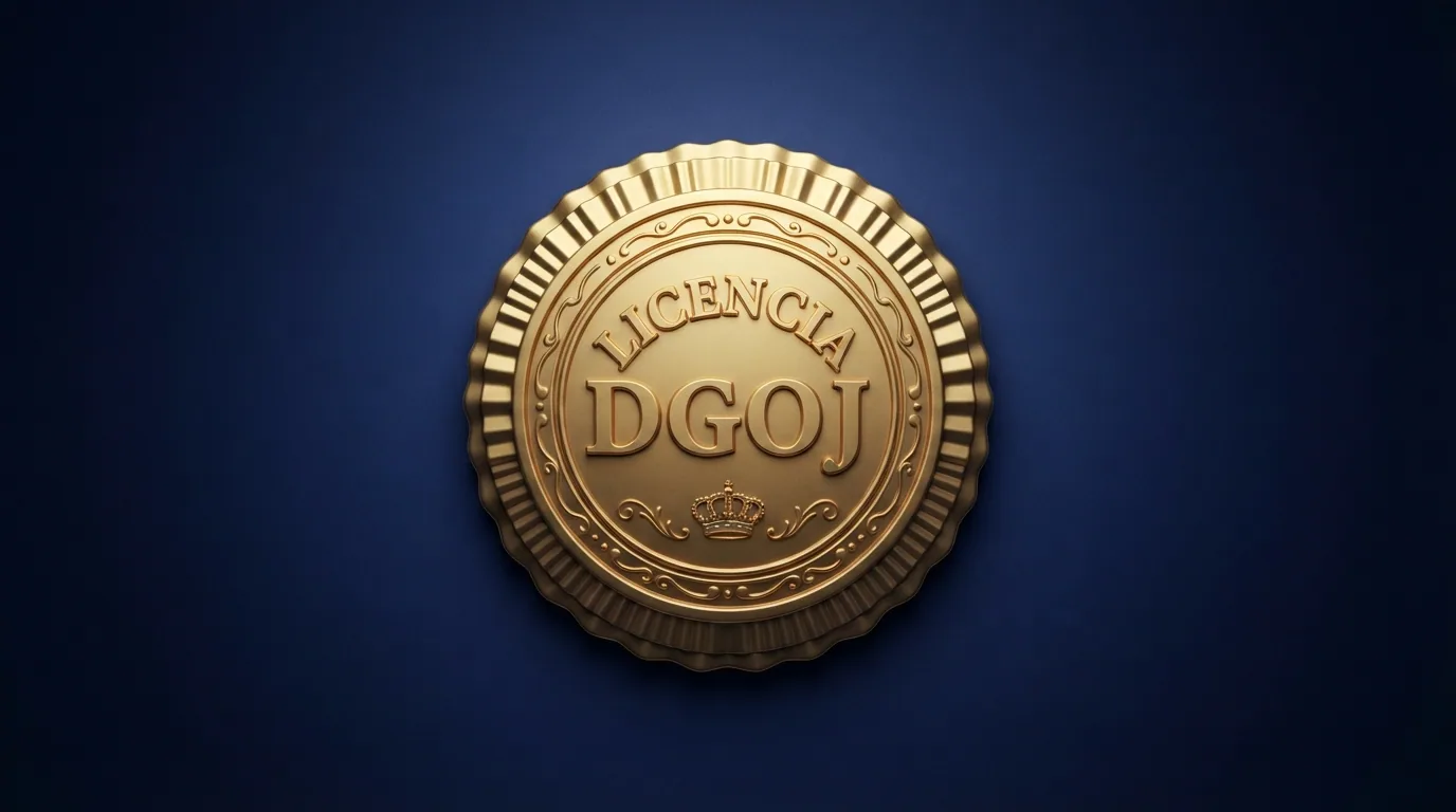El sello oficial de la Dirección General de Ordenación del Juego sobre un fondo con elementos que representan seguridad: un candado, un documento de licencia y el icono de verificación