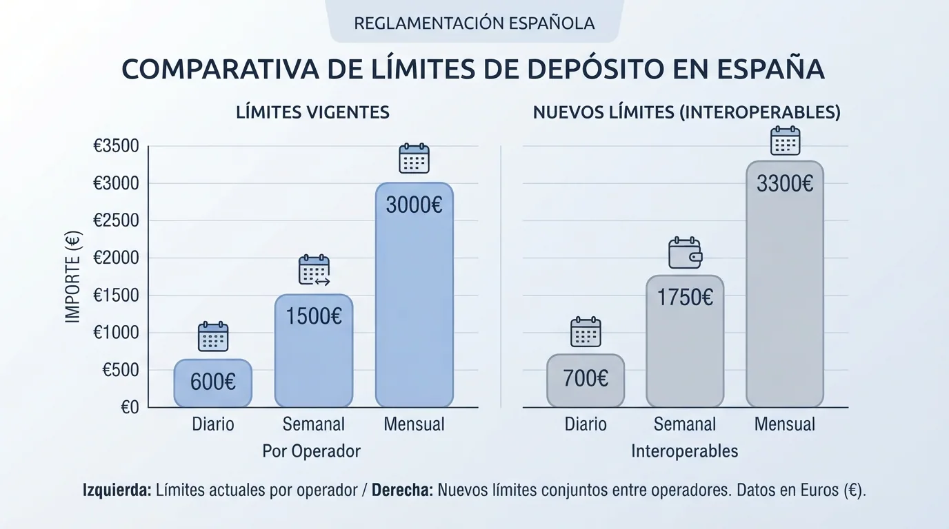 Infografía con dos columnas comparando los límites actuales por operador y los nuevos límites conjuntos del RD 520/2026