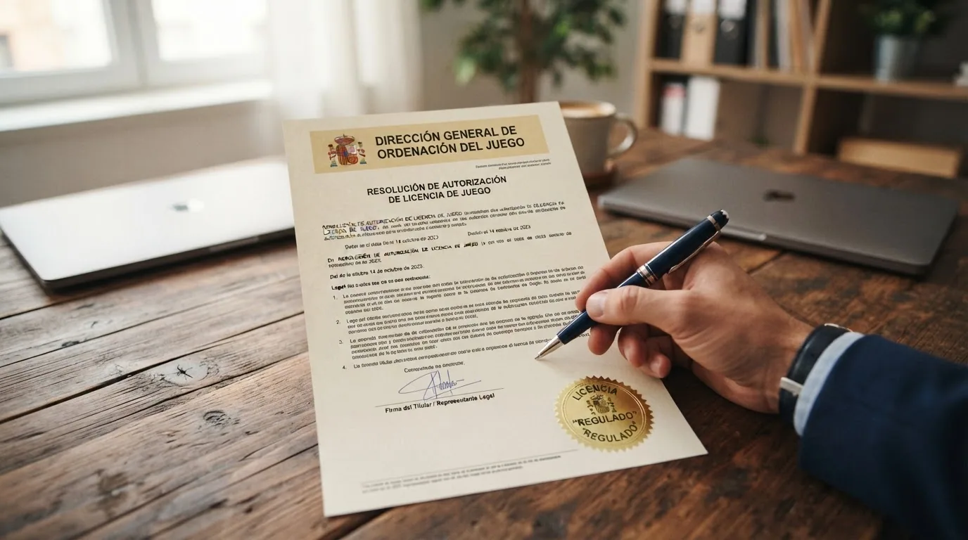 Sello oficial de la Dirección General de Ordenación del Juego y dominio .es en la página de un operador regulado español