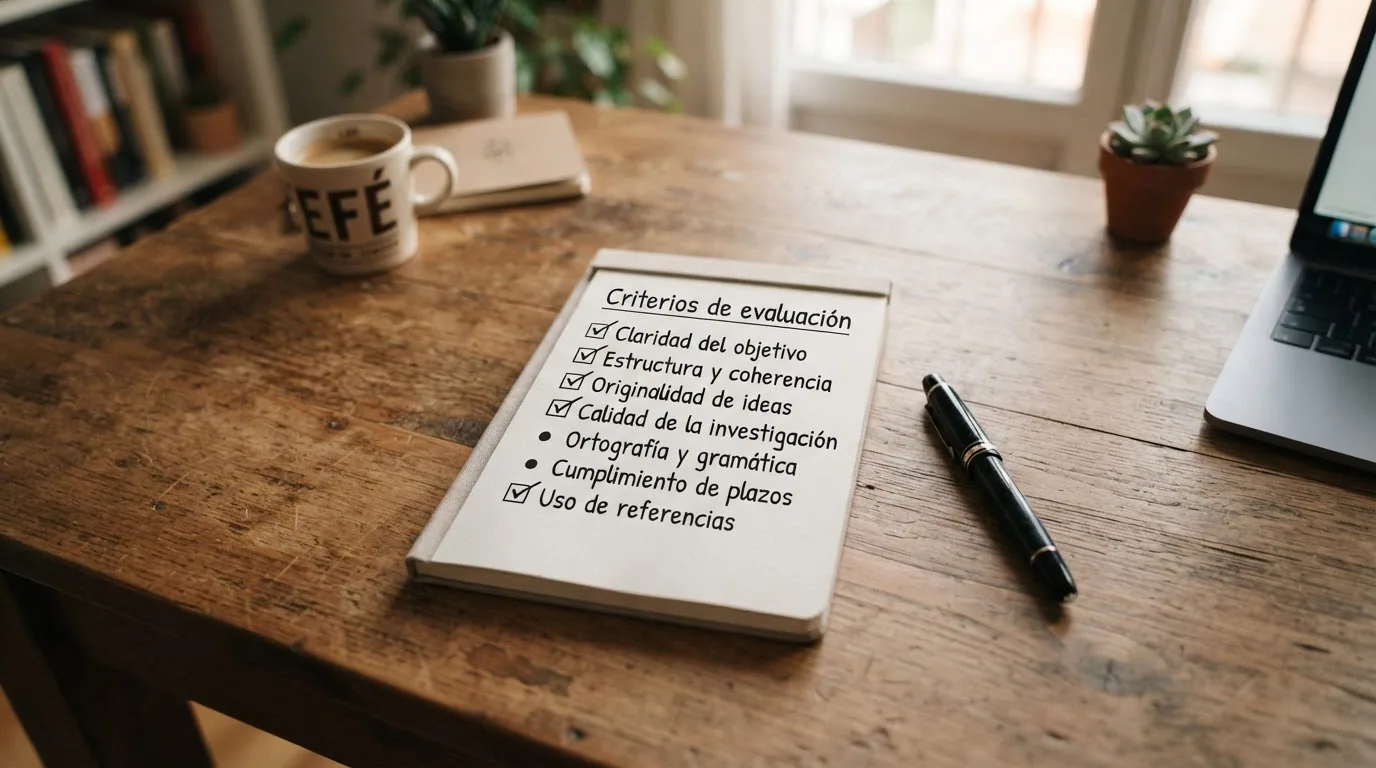 Lista de criterios de evaluación sobre un escritorio: licencia, velocidad de retiro, métodos de pago, bono y reputación