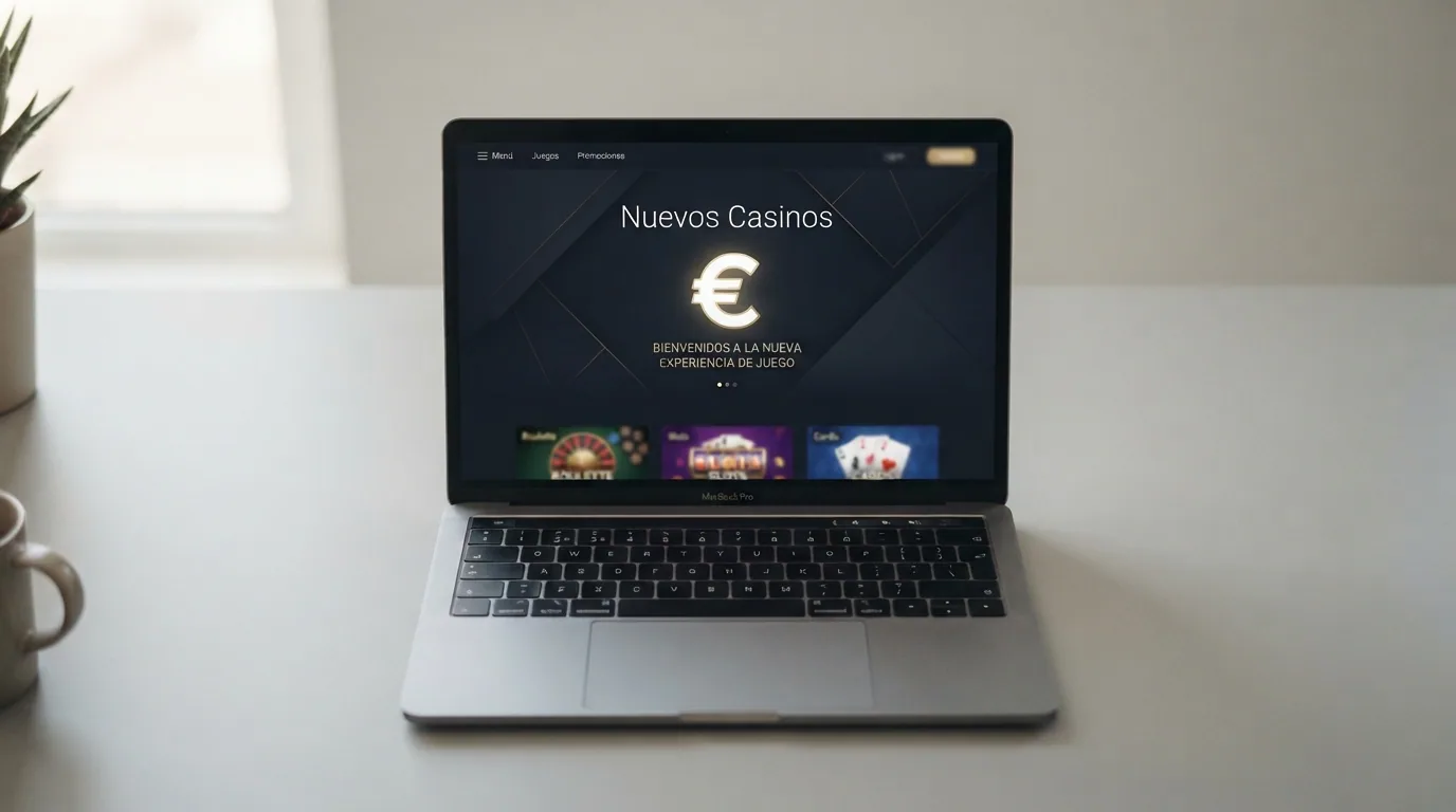 Interfaz moderna de un casino online de lanzamiento reciente con diseño minimalista