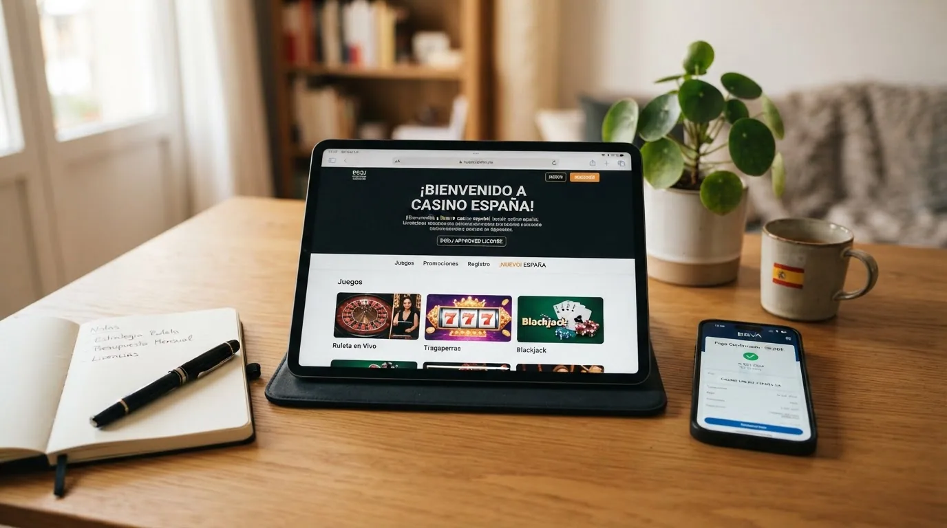 La fachada digital de un casino online de reciente creación con una etiqueta de «nuevo» y el sello de la DGOJ visible