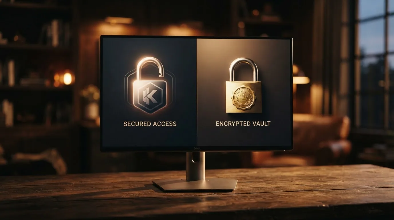 Pantalla partida: a la izquierda un candado abierto sobre el logo de XRP, a la derecha un candado cerrado con el escudo de la DGOJ