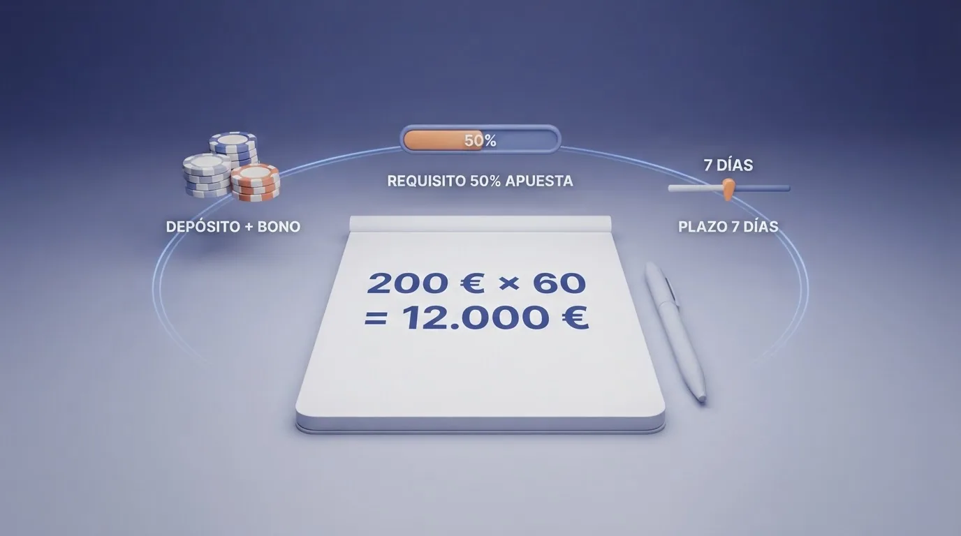Calculadora de requisitos de apuesta mostrando la diferencia entre saldo de bono bloqueado y saldo real disponible para retirar
