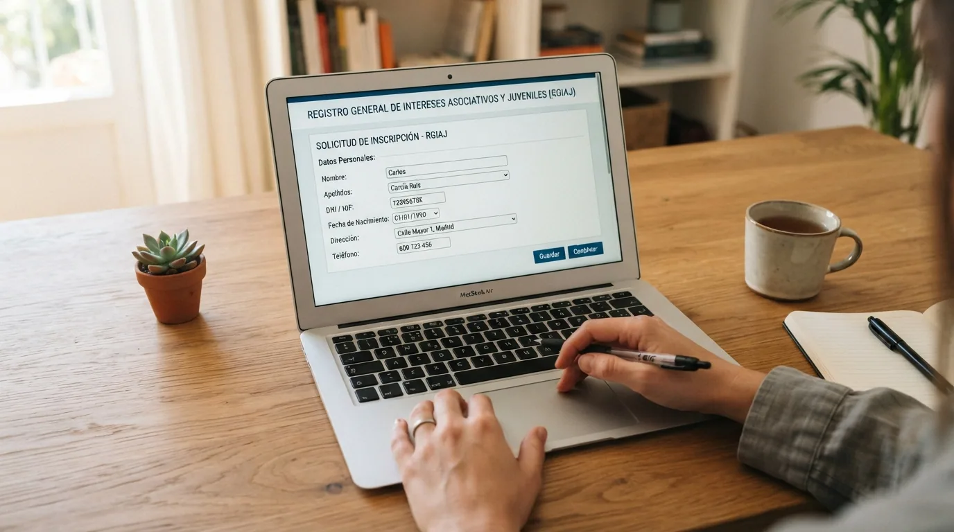 Formulario digital de inscripción al RGIAJ en la sede electrónica de la DGOJ con los campos de datos personales visibles