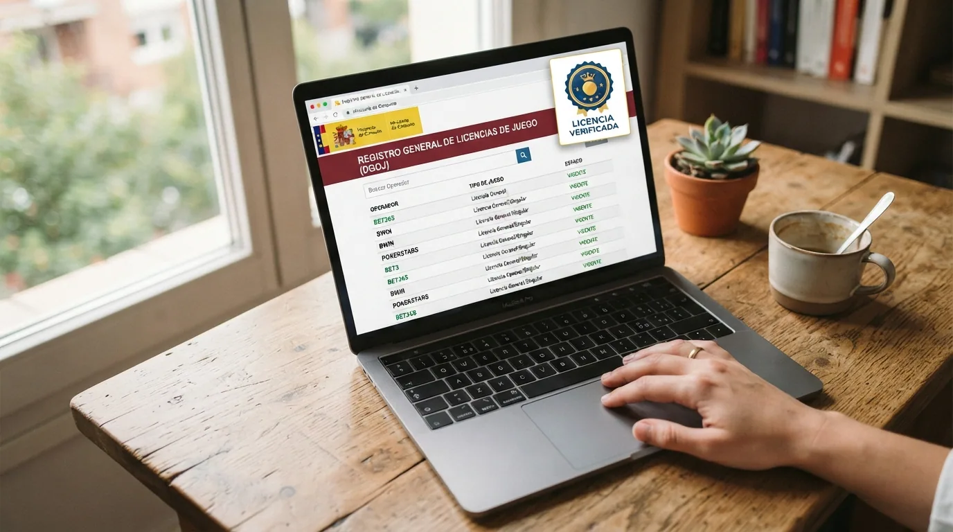 Captura del registro público de ordenacionjuego.es con el buscador de operadores y el detalle de un título habilitante